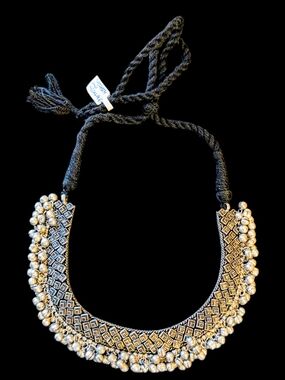 Black and Silver Tribal Bib Necklace
